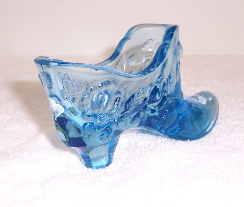 Fenton Hand Painted Glass Slipper Signed by D Snyder - Triple A Resale