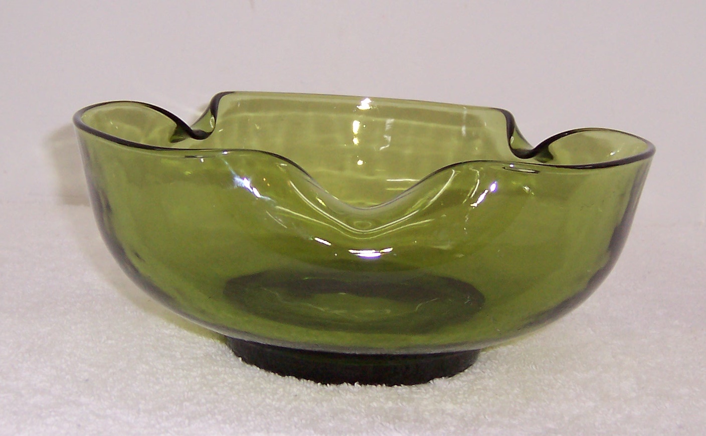 Vintage Olive Green Depression Glass Chip and Dip Bowls.