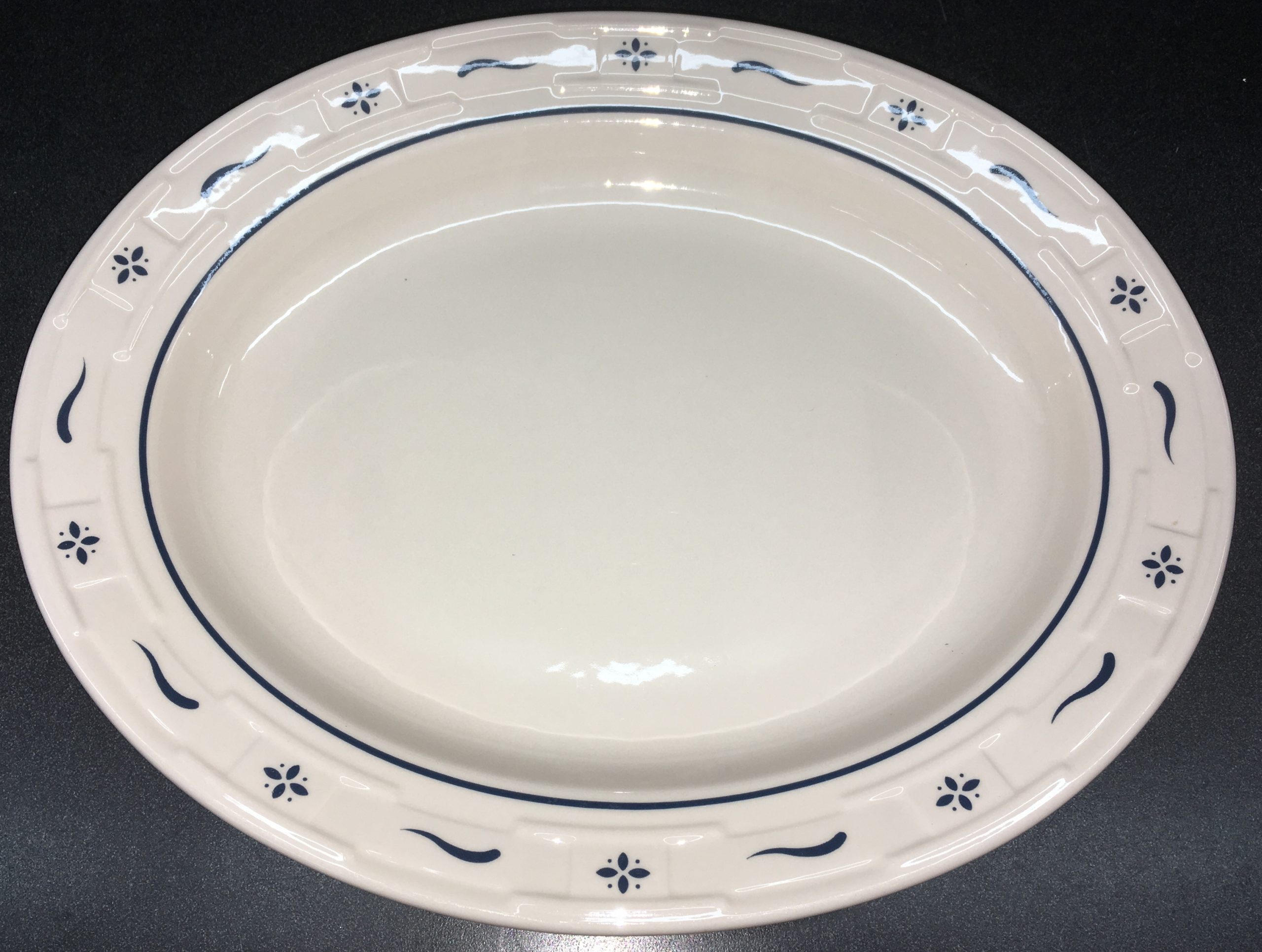Longaberger Pottery Soft Square Dinner Plate 11" Classic blue NEW in box