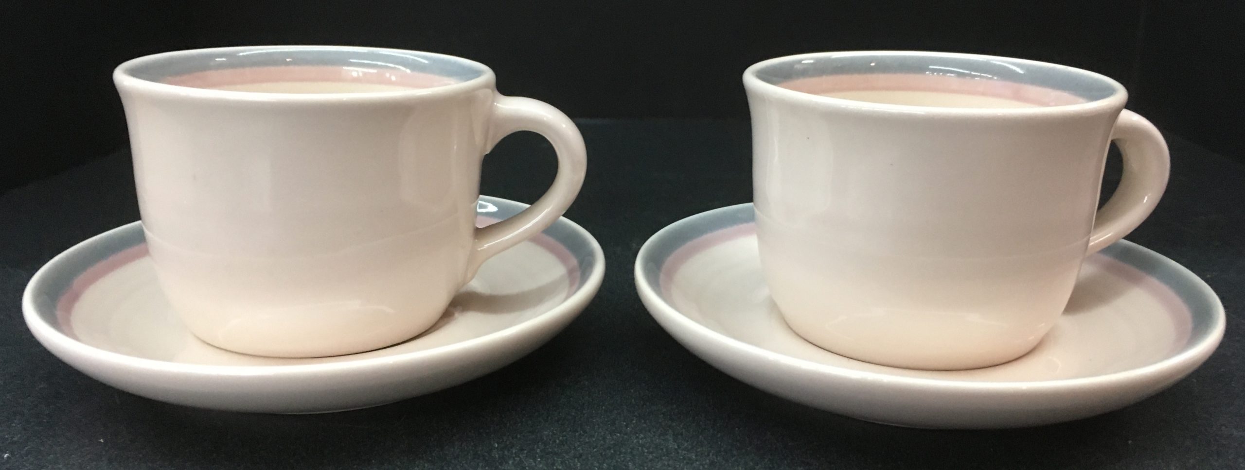 Pfaltzgraff Aura-Pink USA Manufactured Flat Cup & Saucer Set 2 5/8"  NEW 
